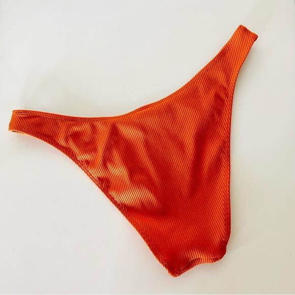 NEW OLD NAVY Rust Orange Ribbed Cheeky High Rise Bikini Swim Swimsuit Bottoms M - Picture 4 of 5